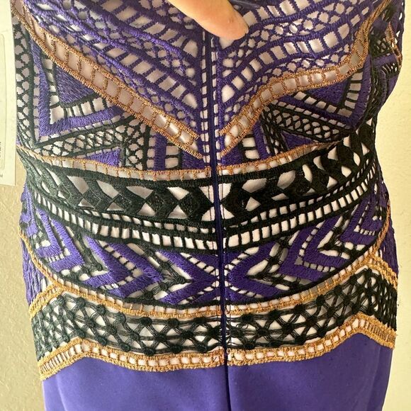 NWT Karen Millen Geo Guipure Metallic Lace Woven Mini Dress sz 10 - Picture 13 of 15